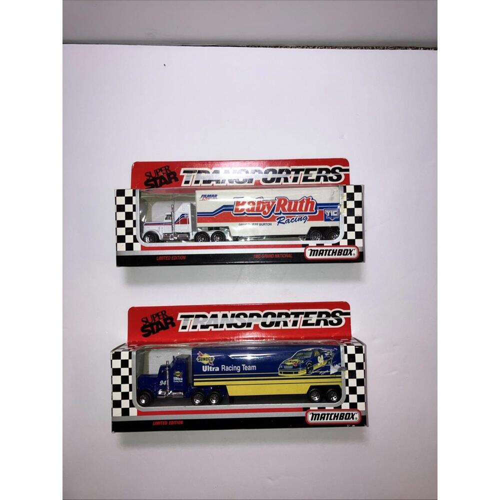 (2) VINTAGE 92-93’ Matchbox Super Star Transporter Sunoco & Baby Ruth Racing NEW